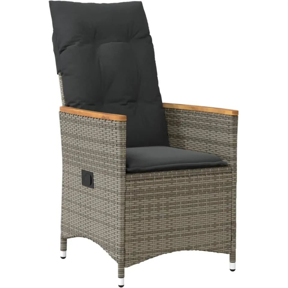 vidaXL 11-delige Bistroset met kussens poly rattan grijs