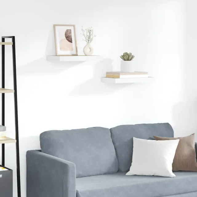 vidaXL Wandschappen 2 st zwevend 40x23,5x3,8 cm MDF eikenkleurig en wit Bruin