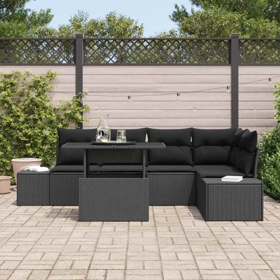 vidaXL Tuin Sofa Set 6 st Zwart poly rattan, foto 3