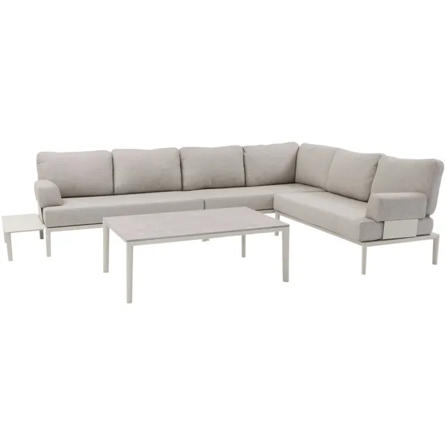 AVH-Collectie Hong Kong hoek loungeset 5 delig aluminium latte zand Zand / Latte / Linen