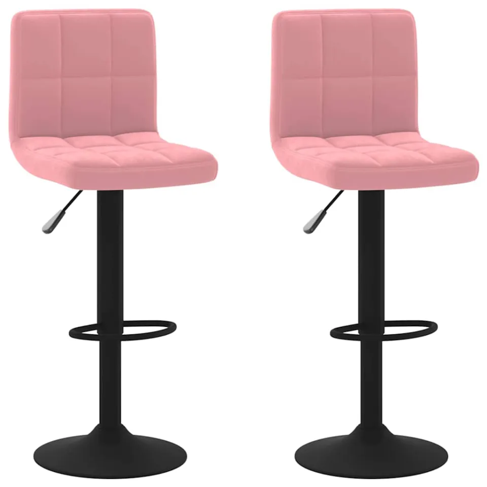 vidaXL Barkrukken 2 st fluweel roze, foto 3