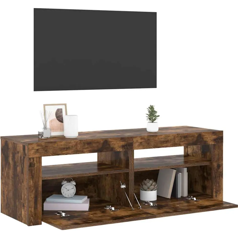 vidaXL Tv-meubel met LED-verlichting 120x35x40 cm sonoma eikenkleurig Bruin