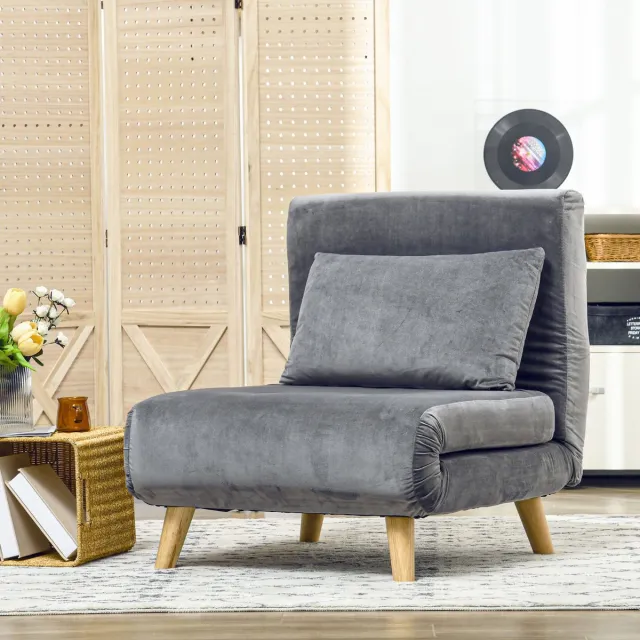 MODENUIT Fauteuil 72 x 78 x 79 cm - Verstelbare Rugleuning - Gastenkamer En Woonkamer - Polyester - Grijs