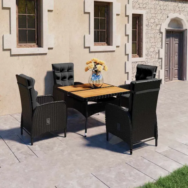 vidaXL 5-delige Tuinset poly rattan en acaciahout zwart, foto 2