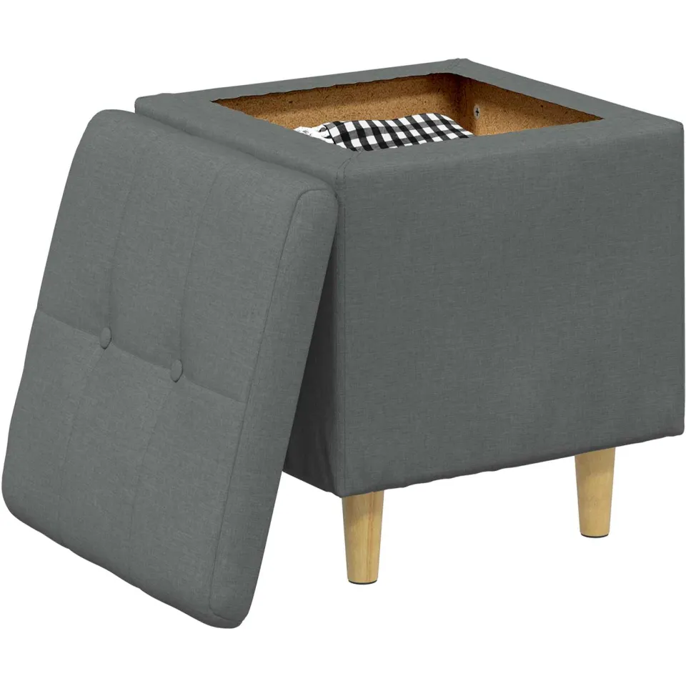 vidaXL Ottoman met Opbergruimte Donkergrijs 40 x 40 x 45 cm Stof