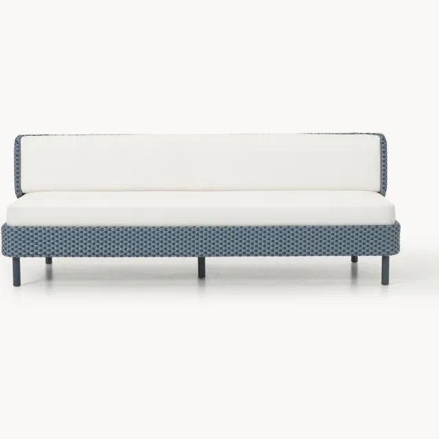 Westwing Collection Modulaire tuinbank Hani (3-zits) met beschermhoes Wit, Blauw