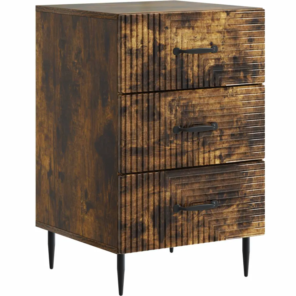 vidaXL Nachtkastje Gerookt eiken 43 x 41 x 66,5 cm Bewerkt hout Bruin