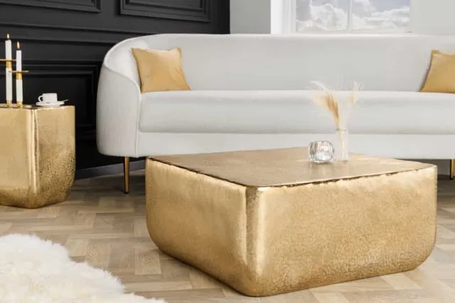Invicta Interior Design salontafel UNIT 70cm goud metaal gehamerd handgemaakt - 42732 Zie omschrijving
