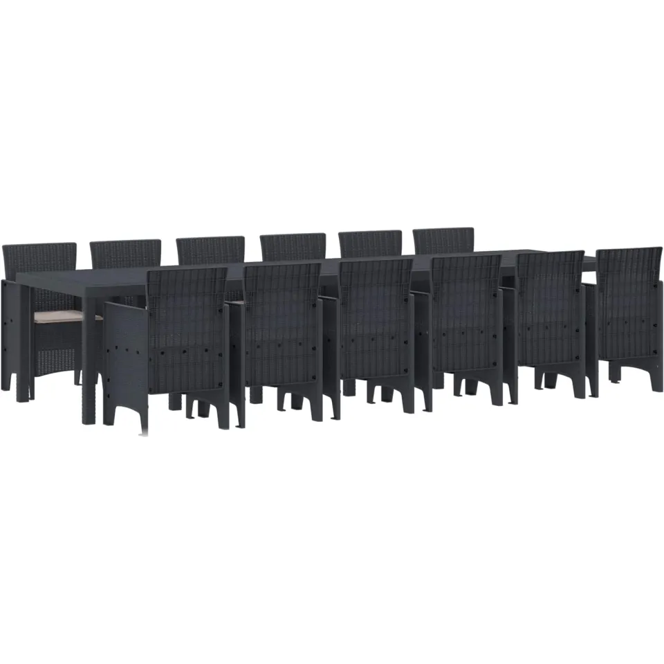 vidaXL Tuin Eetset 13 st Antraciet Polt riet Anthraciet