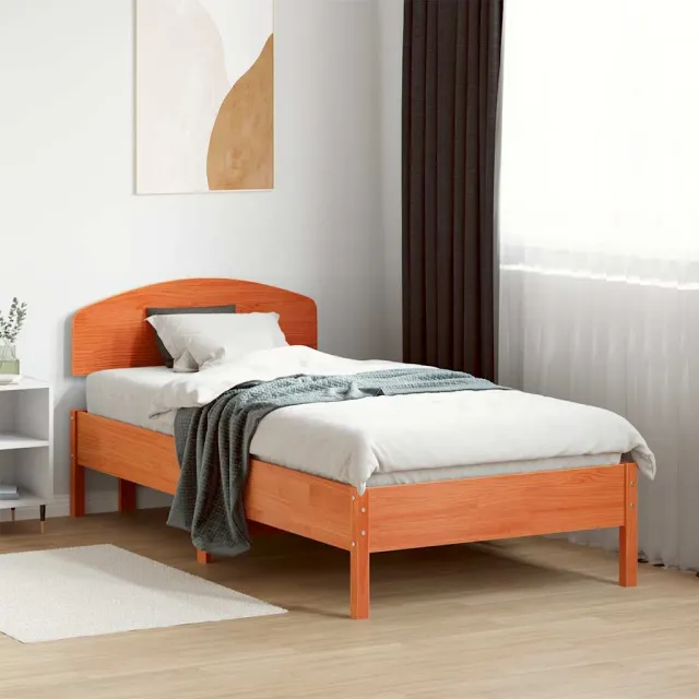 vidaXL Bedframe zonder matras massief grenenhout wasbruin 75x190 cm bruin