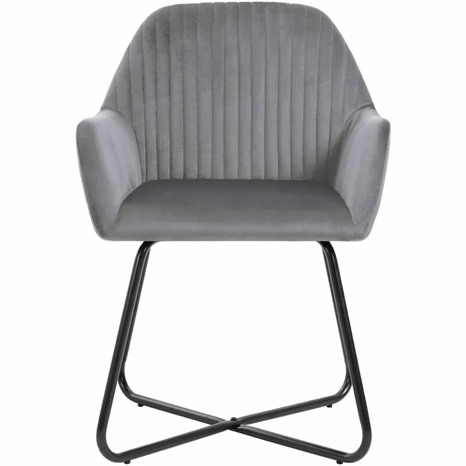vidaXL Eetkamerstoelen 2 st fluweel grijs, foto 3