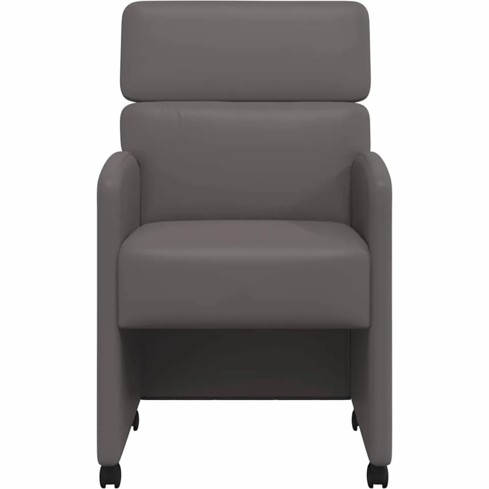vidaXL Eetkamerstoelen met Wieltjes 2 st Kunstleer Grijs, foto 4