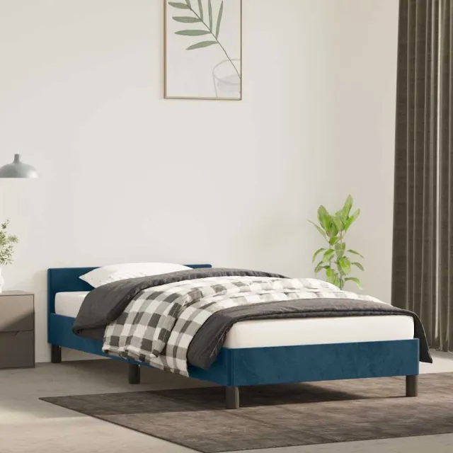 vidaXL Bedframe zonder matras 90x190 cm fluweel donkerblauw