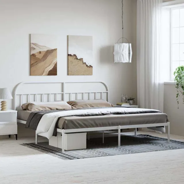 vidaXL Bedframe met hoofdbord metaal wit 193x203 cm
