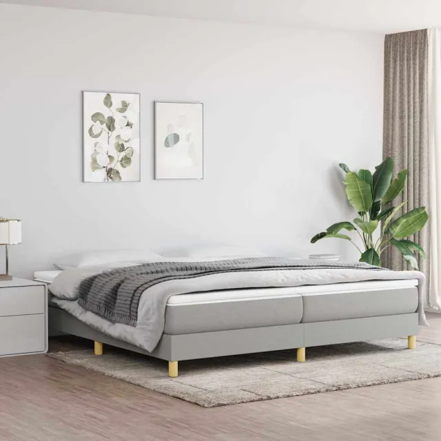 vidaXL Boxspring met matras stof lichtgrijs 200x200 cm grijs