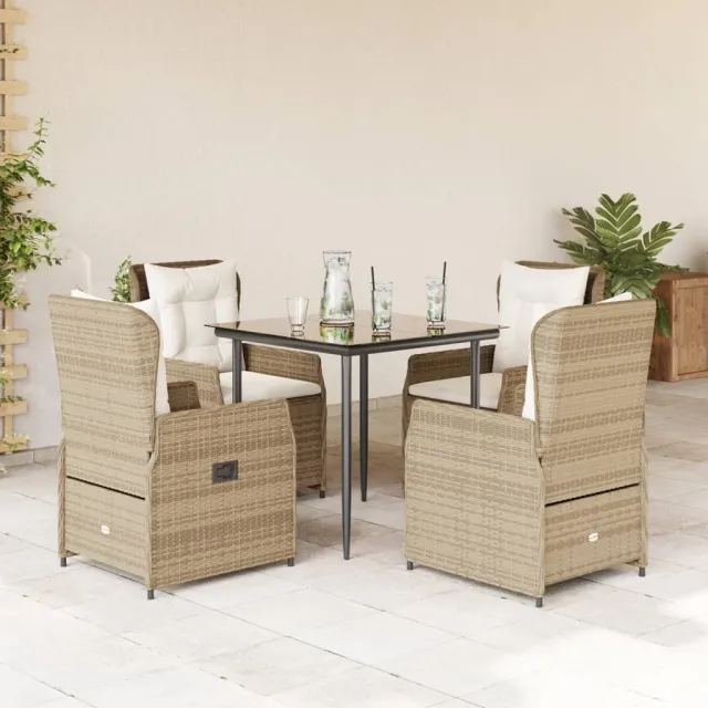 vidaXL 5-delige Tuinset met kussens poly rattan beige, foto 2