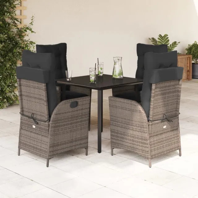 vidaXL 5-delige Tuinset met kussens poly rattan grijs, foto 2