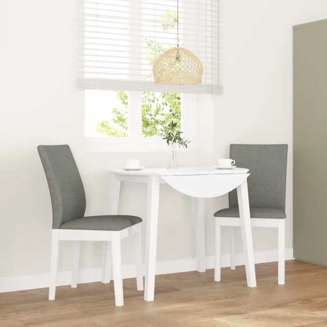 vidaXL Eetkamerstoelen met kussens 2 st massief hout rubber wit