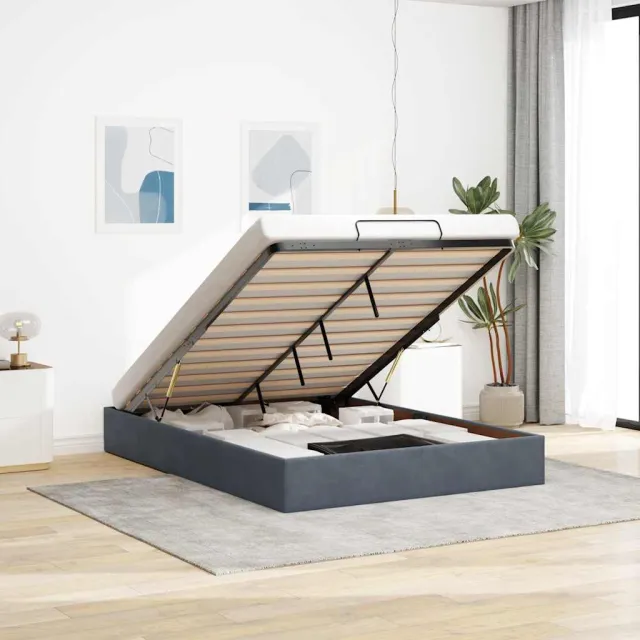vidaXL Ottoman bedframe zonder matras 140x190 cm fluweel donkergrijs