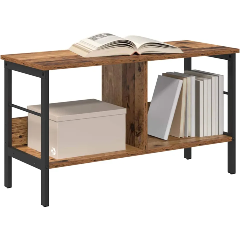 vidaXL Boekenkast 2-laags 82 x 32 x 47 cm Bewerkt hout Oud Hout Bruin