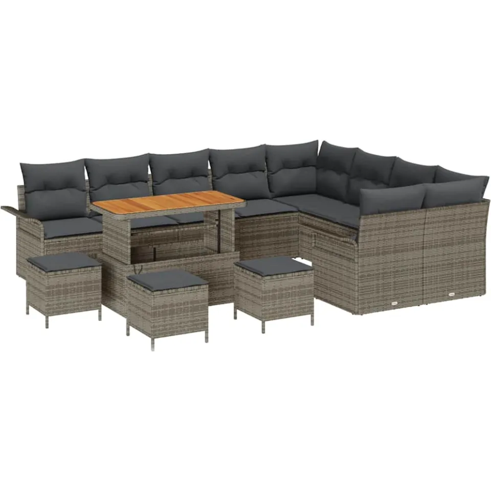 vidaXL Tuinbankenset 13 st Grijs poly rattan