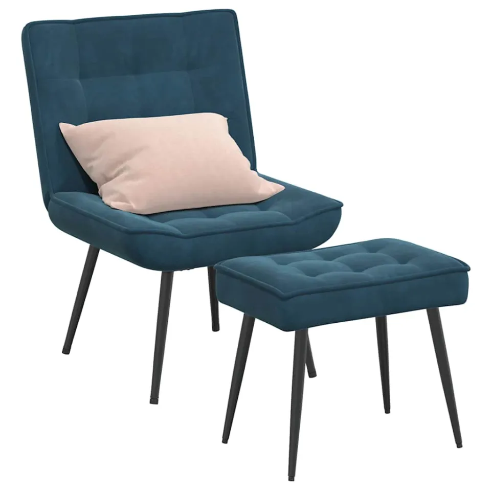 vidaXL Relaxstoel met voetenbank fluweel blauw