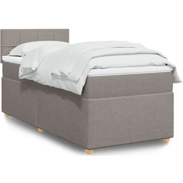 vidaXL Boxspring met matras stof taupe 90x190 cm