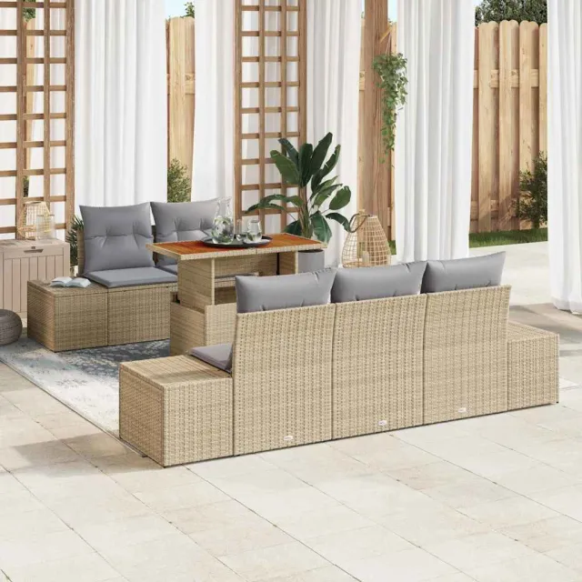 vidaXL Tuin Sofa Set 6 st Beige Poly riet, foto 2