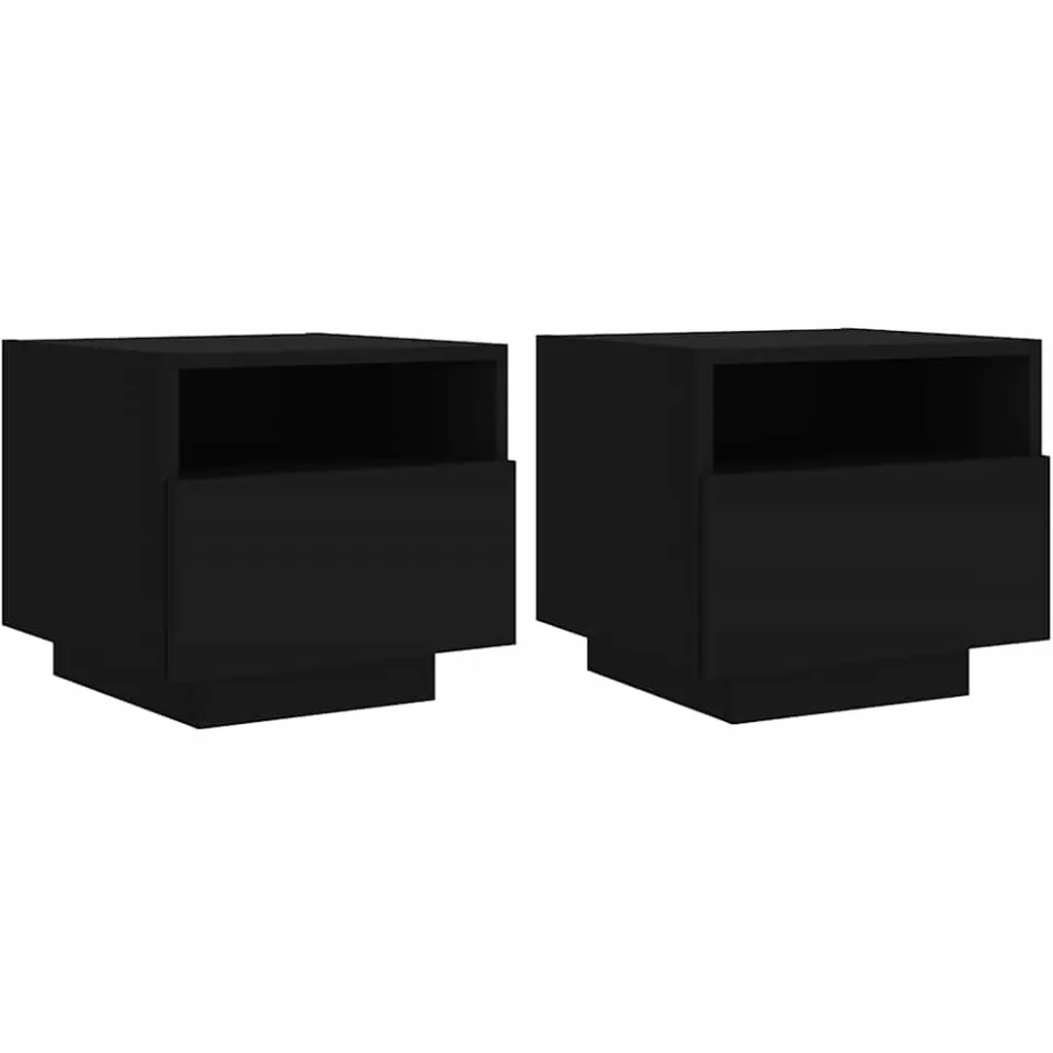 vidaXL Nachtkastjess met LED-verlichting 2 st 40x39x37 cm zwart