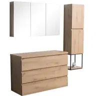 AquaVive - Praxis Eigen Merk Aquazuro Wastafelonderkast Napoli 120cm - Scandinavisch Eik Gemelamineerd - Met 3 Lades, foto 2