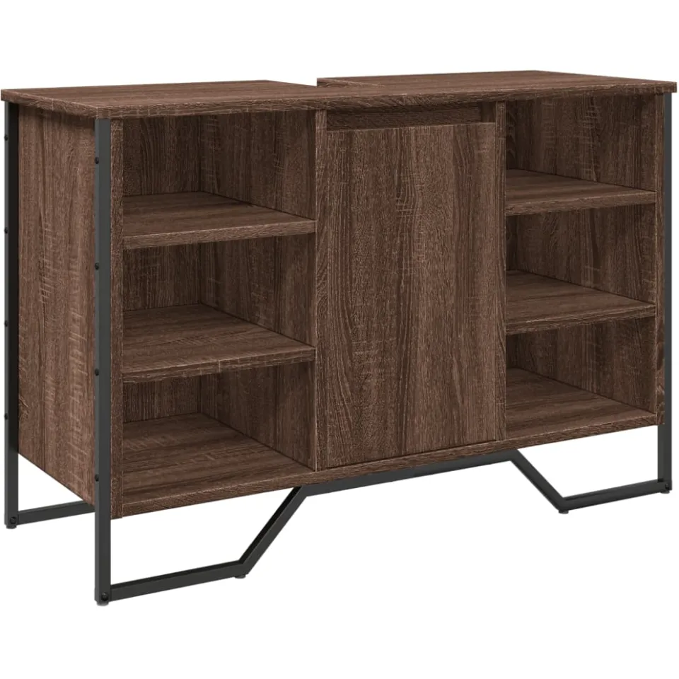vidaXL Wastafelkast 91x35x60 cm bewerkt hout bruin eikenkleurig, foto 3