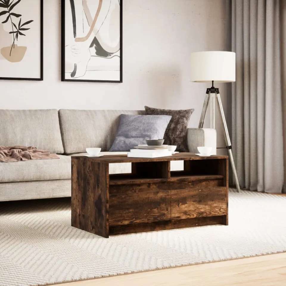vidaXL Salontafel met LED-verlichting bewerkt hout gerookt eikenkleur, foto 2