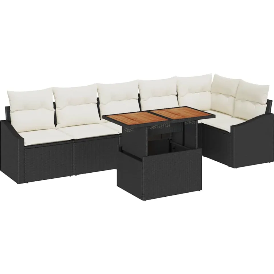 vidaXL Tuin Sofa Set 7 st Zwart Poly riet