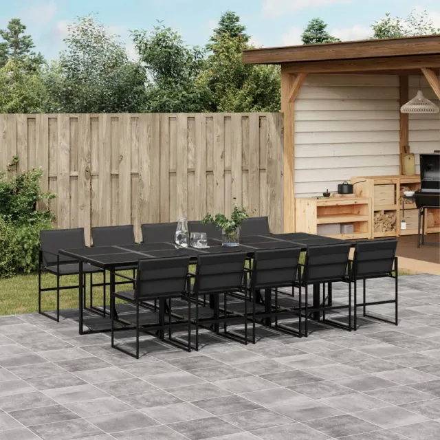 vidaXL 11-delige Tuinset met kussens textileen zwart, foto 2