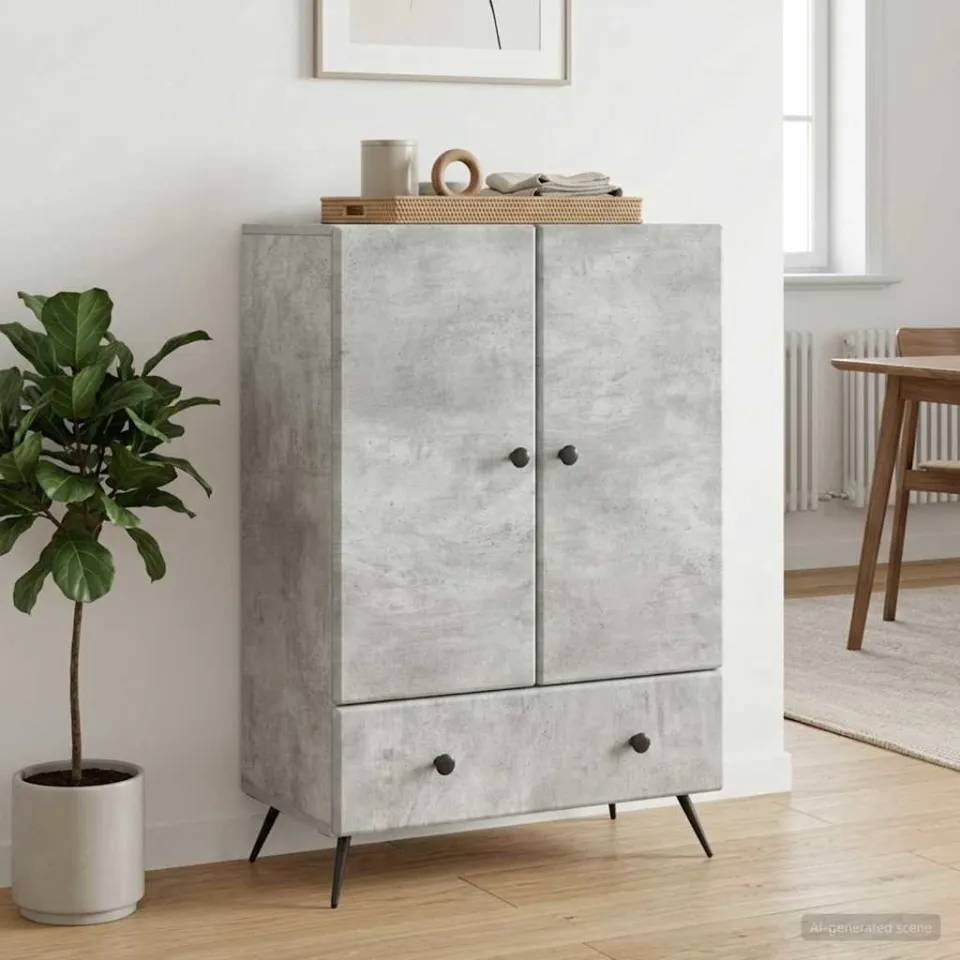 vidaXL Dressoir Betongrijs 66 x 34,5 x 95 cm Bewerkt hout grijs, foto 3