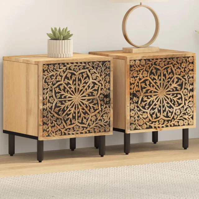 vidaXL Nachtkastjes 2 st 40x33x46 cm massief mangohout bruin, foto 2