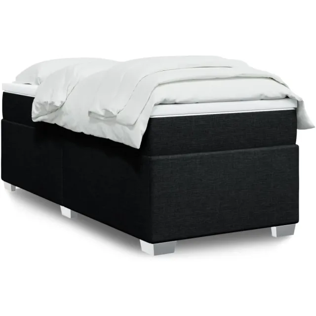 vidaXL Boxspring met matras stof zwart 90x200 cm