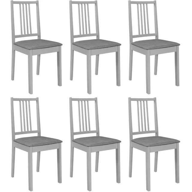 vidaXL Eetkamerstoelen met kussens 6 st massief hout grijs