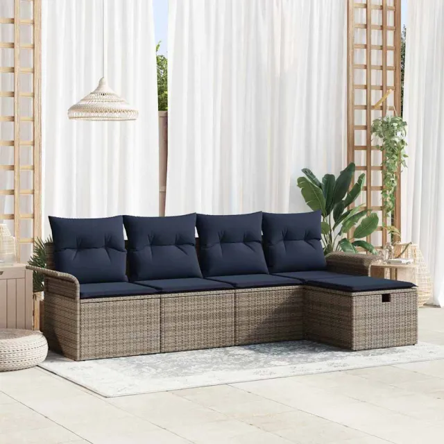 vidaXL Tuin Sofa Set 5 st Poly riet Zwart