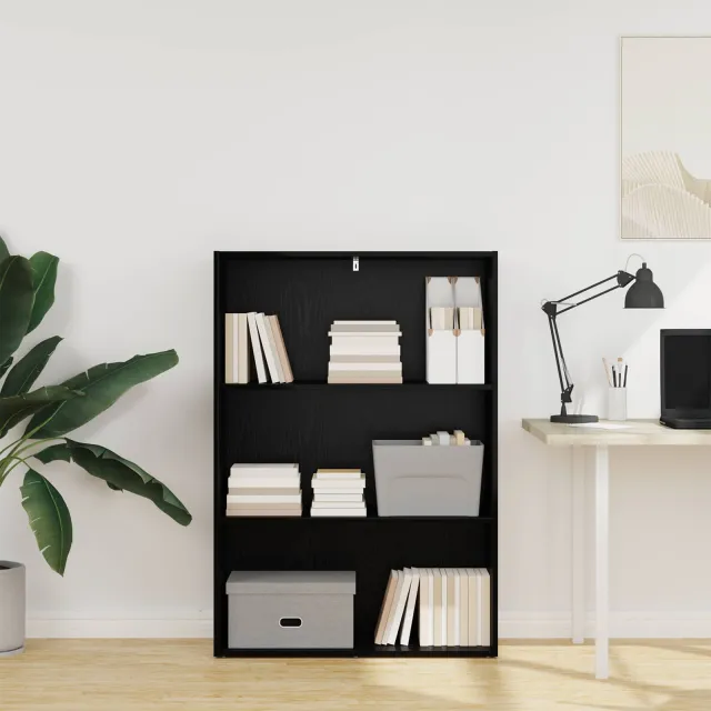 vidaXL Boekenkast 80 x 30 x 114 cm Bewerkt hout Zwart Eiken, foto 2