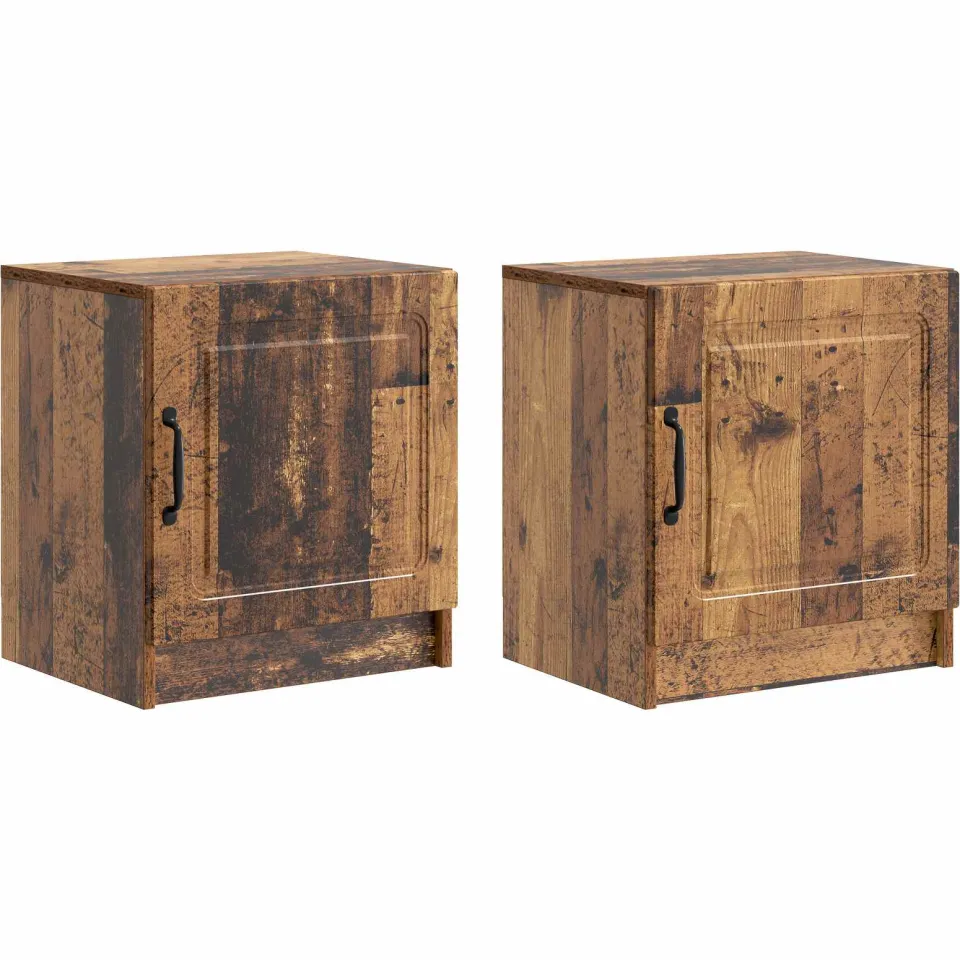 vidaXL Nachtkastje 2 st Oud hout 43 x 34,5 x 47 cm Bewerkt hout bruin, foto 3
