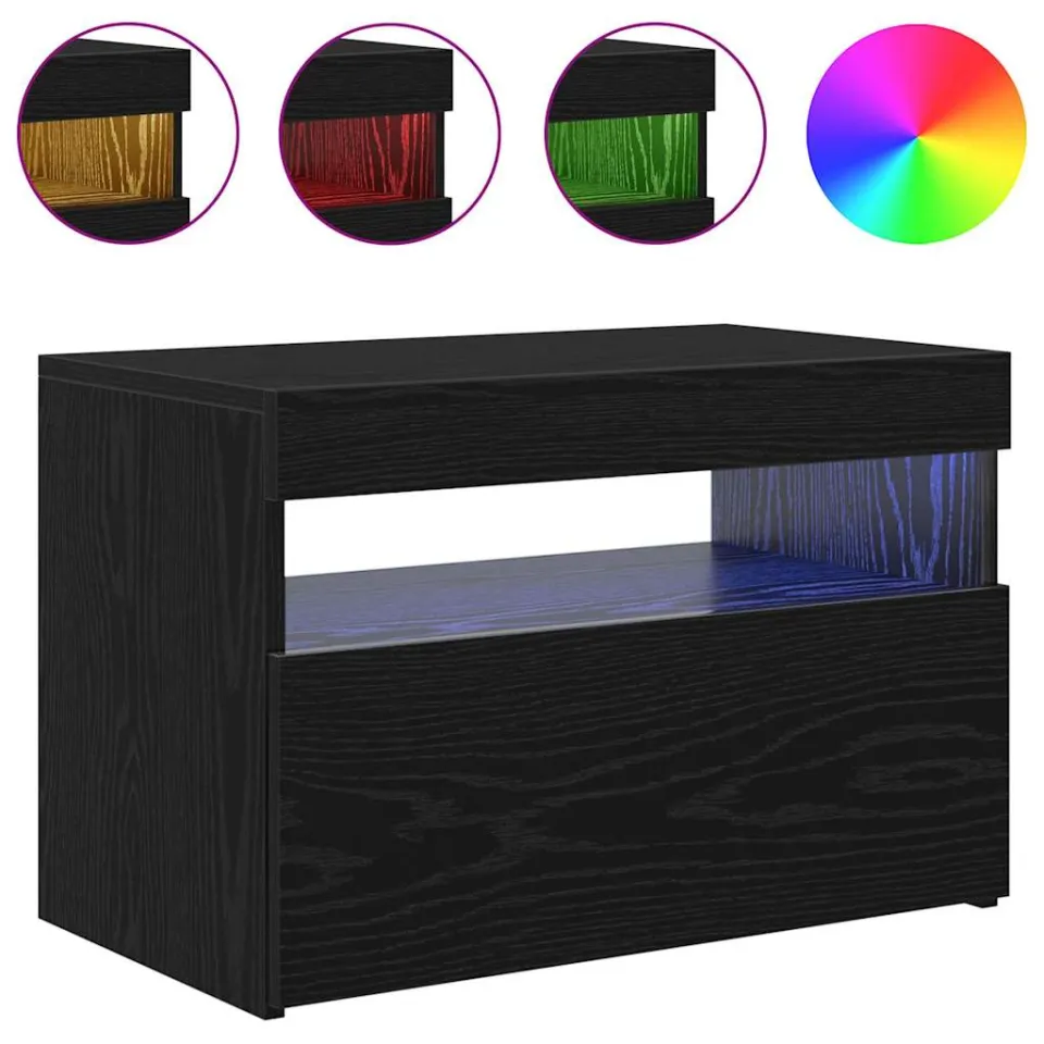 vidaXL TV-kast 60 x 35 x 40 cm Zwart Eiken Bewerkt hout, foto 4