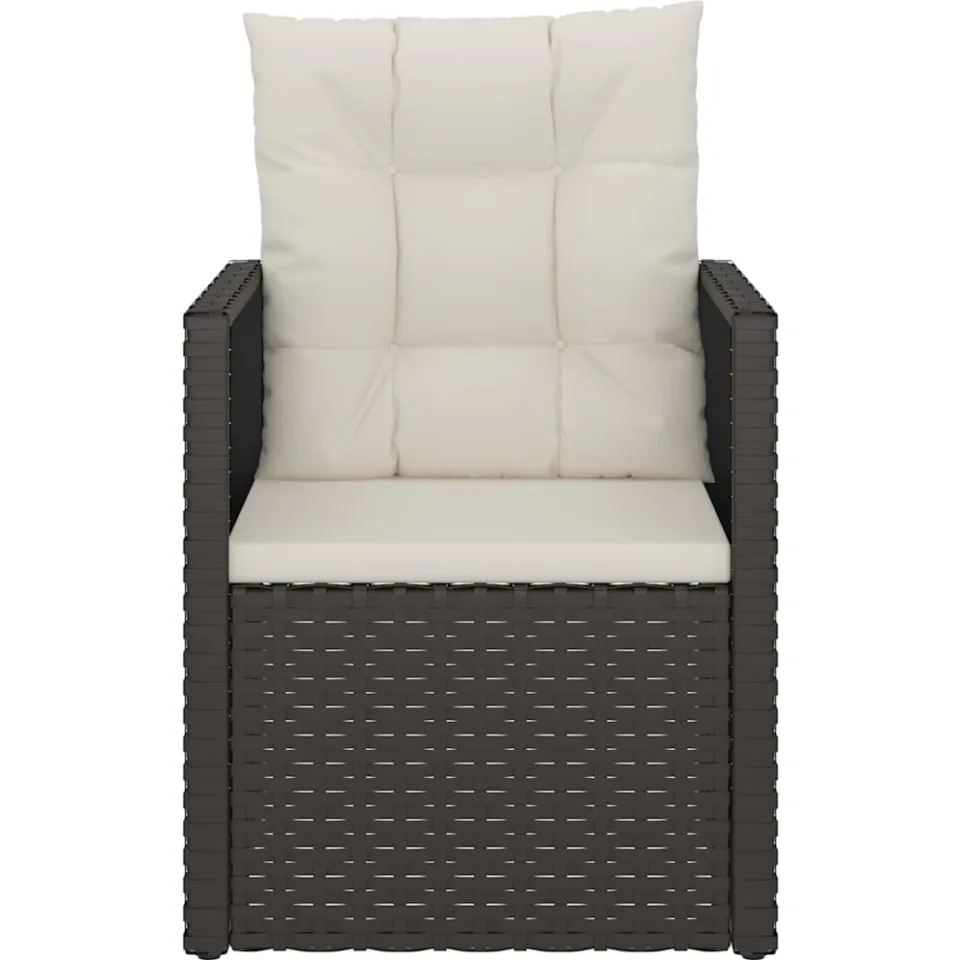 vidaXL 3-delige Loungeset met kussens poly rattan zwart
