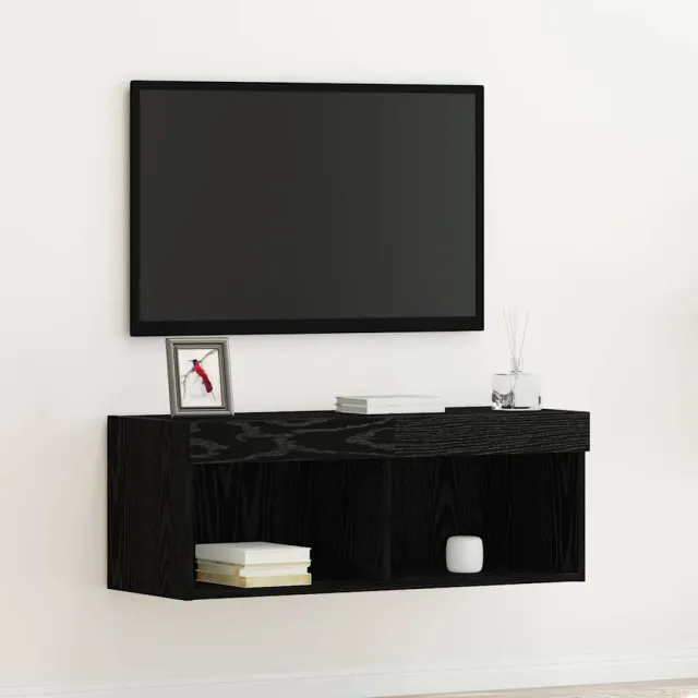 vidaXL Tv-meubelset 80 x 30 x 30 cm Zwart Eiken Bewerkt hout, foto 2