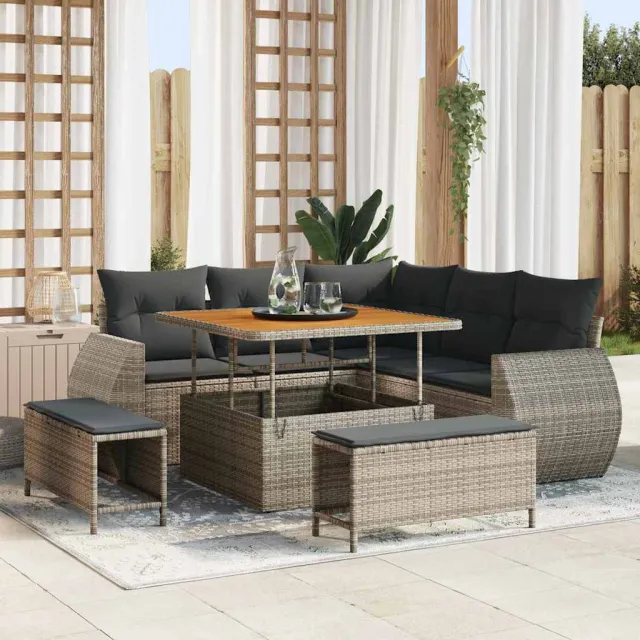 vidaXL Tuinbankenset 8 st Grijs poly rattan