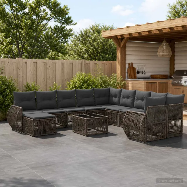 vidaXL Tuinbankenset 12 st Grijs poly rattan, foto 2