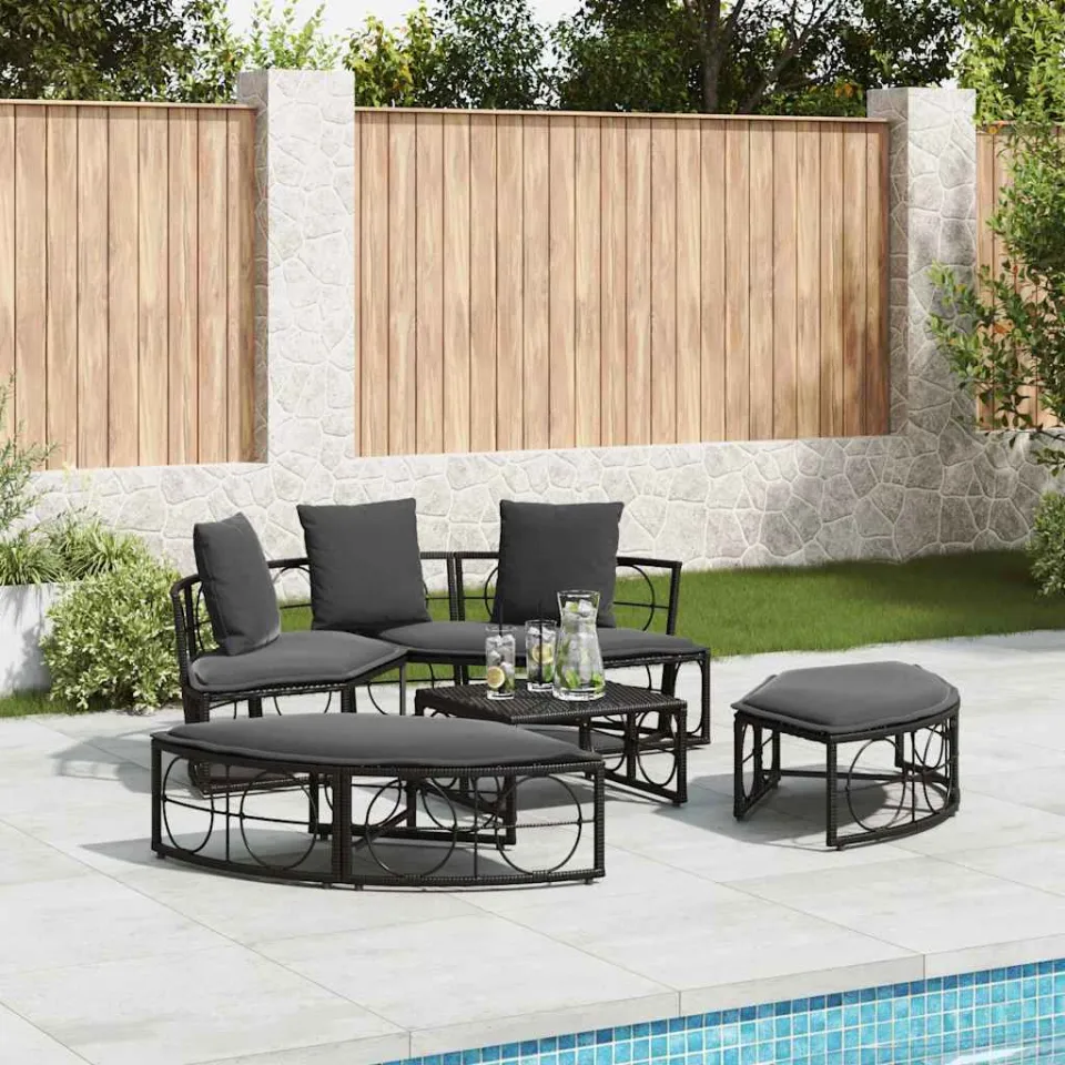 vidaXL Loungebed voor buiten zonder luifel poly rattan zwart, foto 2