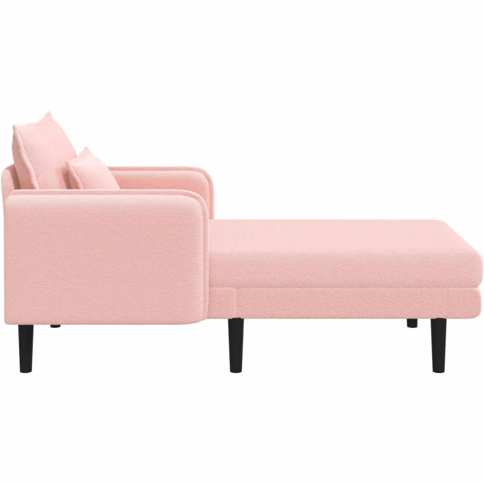vidaXL Grote chaise longue Roze Bouclé, foto 4