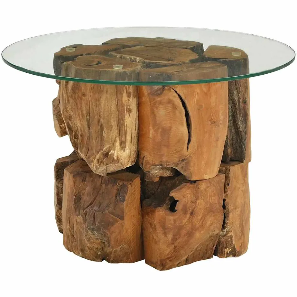 vidaXL Salontafel 60 cm massief teak drijfhout Bruin