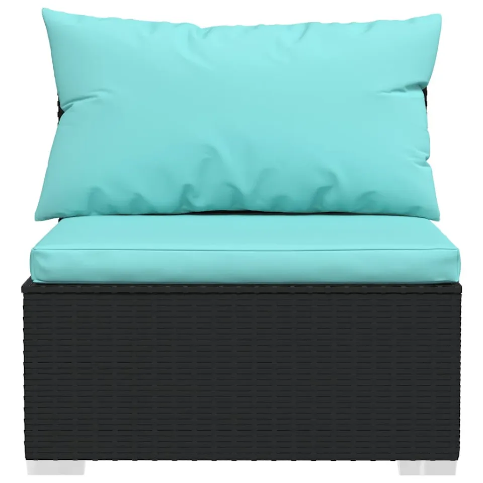 vidaXL 6-delige Loungeset met kussens poly rattan zwart, foto 4